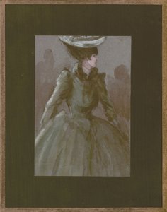 Dame der Oberschicht mit Hut von Constantin Guys